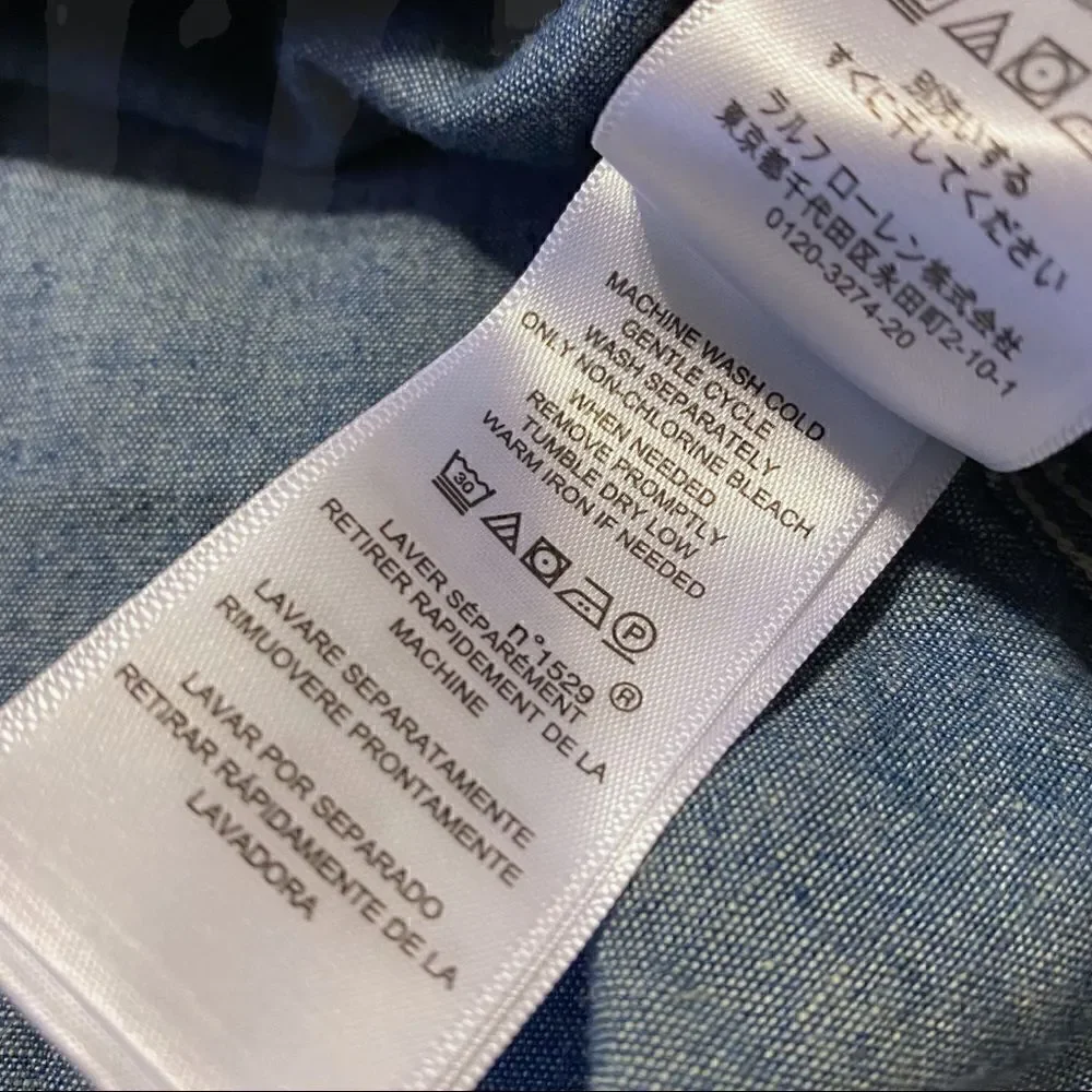 Ralph Lauren Polo Authentic Denim Goods Classic Chambray Shirt size Small